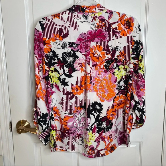Dana Buchman•floral graphic top tunic blouse Medium Office Business Clas… - Picture 5 of 7